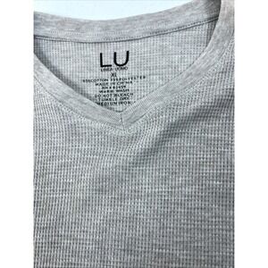 Linea Uomo Gray Mens Waffle Knit‎ Thermal V-Neck Outdoor Shirt Size XL